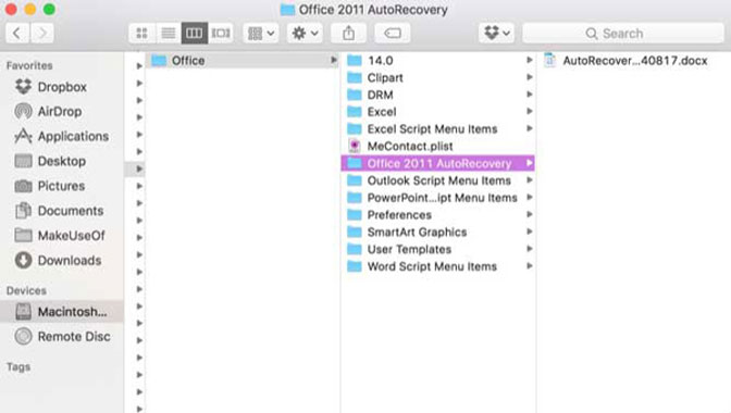 autosave for microsoft word location on mac